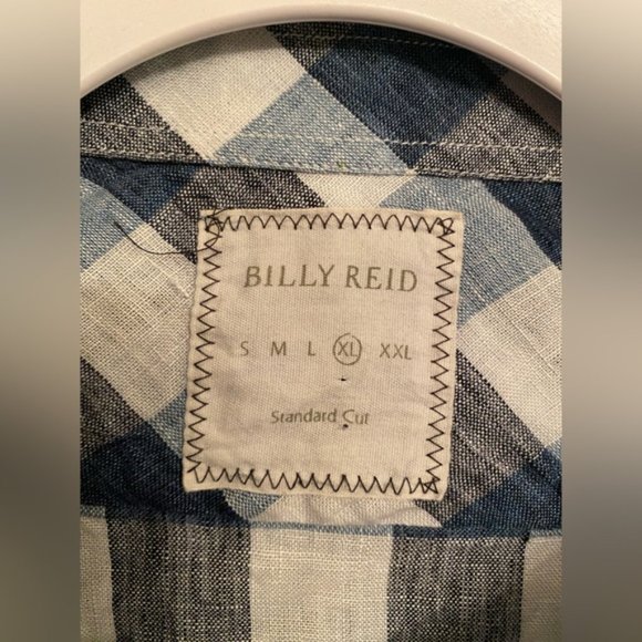 SOLD Billy Reid XL Linen Plaid Button Up Shirt - Picture 4 of 7